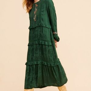 Anthropologie/Free people green dress size large with embroidery